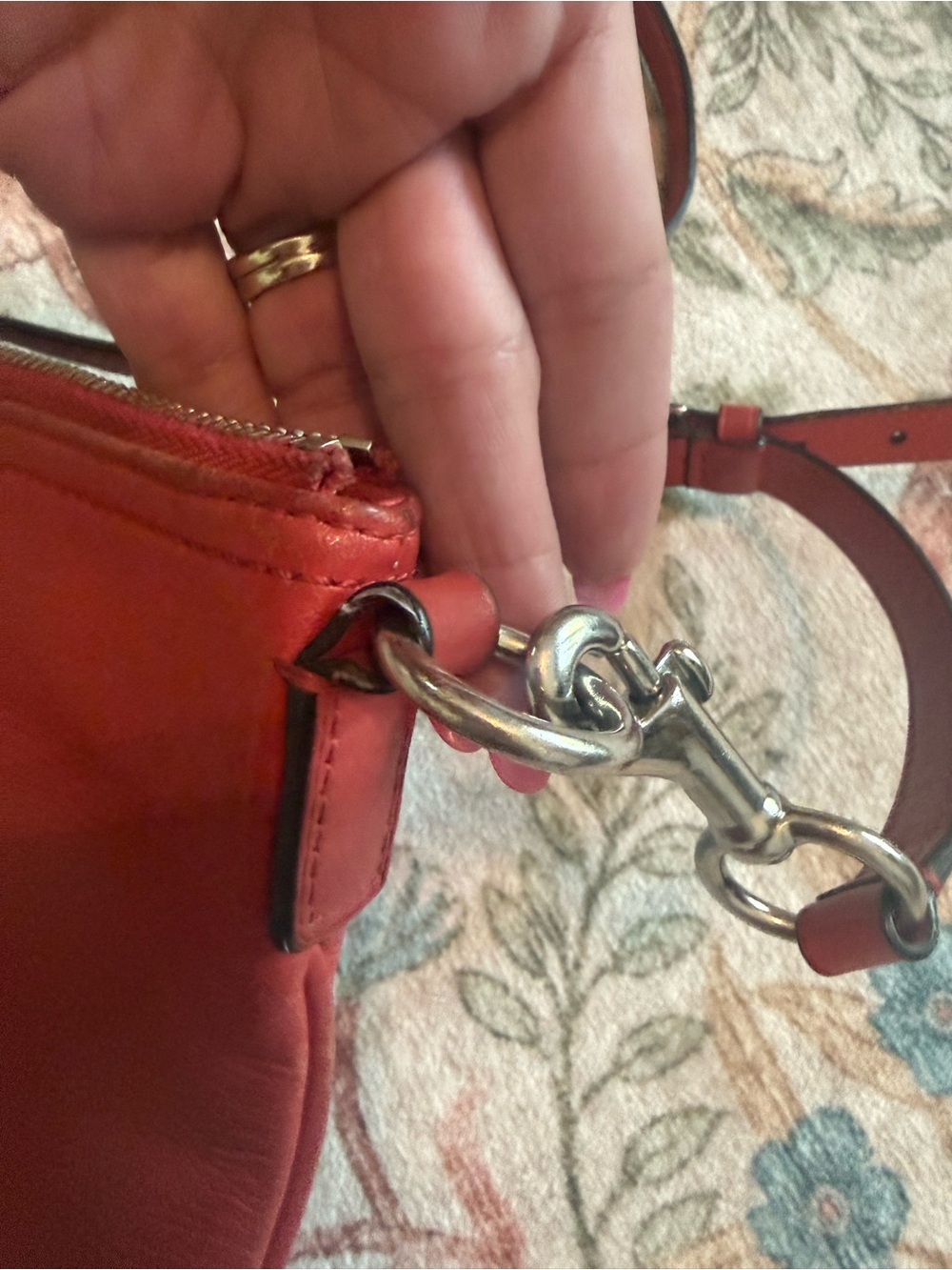Coach Red Leather Crossbody Bag with Front Zip Pocket - Picture 8 of 11